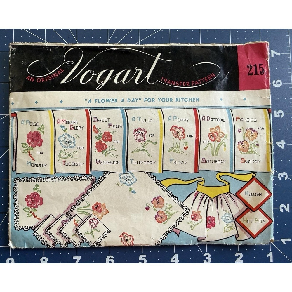 VOGART Transfer Pattern Vtg Flower Days Of The Week 215 Uncut